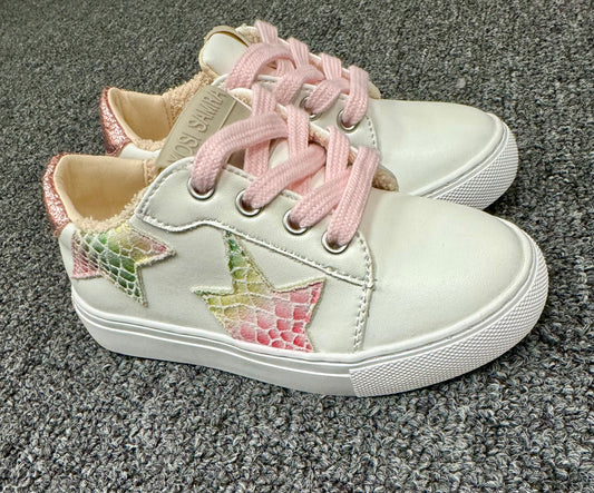 Girls Rainbow Snake Print Star Sneaker