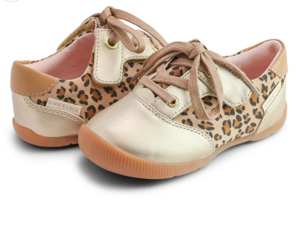 Little Girls Leopard Velcro Closure Tennis Shoes