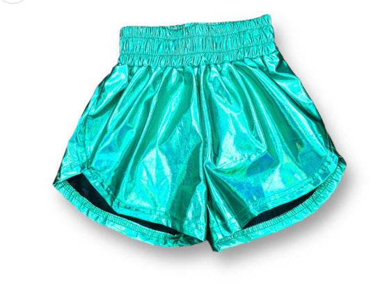 Teal Metallic Shorts