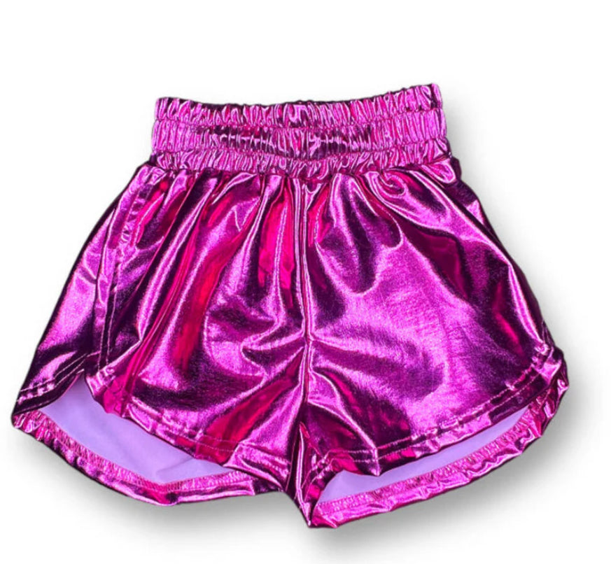 Girls Hot Pink Metallic Shorts